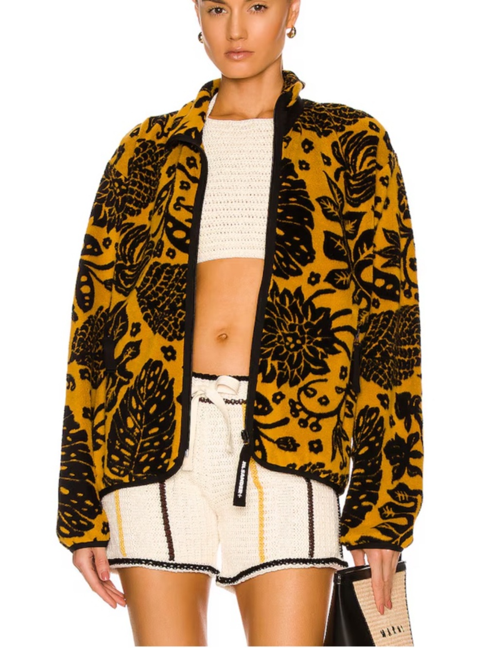 New Jil Sander Plus floral-print fleece zip-through jacket